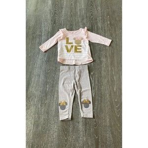 12M Minnie Mouse Pink/Gold and Grey outfit